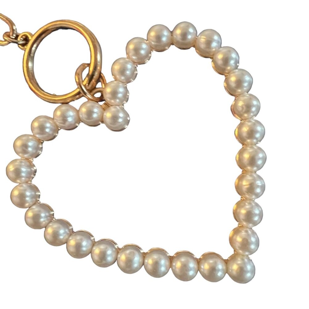 Pearl Heart Toggle Clasp Necklace Gold White by Viola NWT - Picture 2 of 6